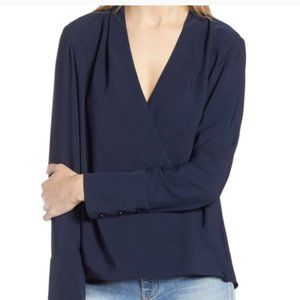 Halogen x Atlantic Pacific Navy Faux-Wrap Dress 1X